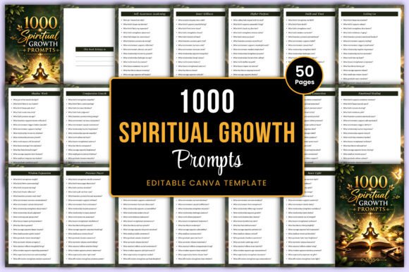 Download 1000 Spiritual Growth Prompts Canva Kdp - Spiritual Collection