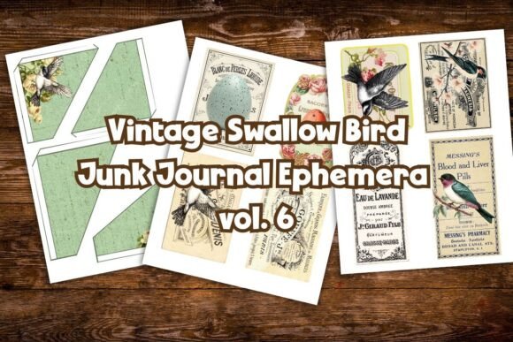 Download Vintage Swallow Junk Journal Ephemera - Premium Resources