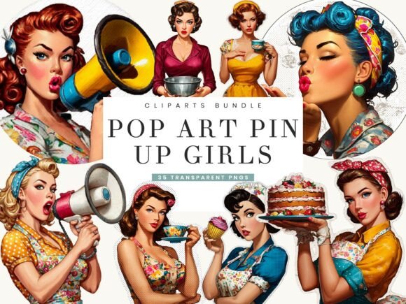 Download Pop Art Pin Up Girls Clipart Bundle - Girl Collection