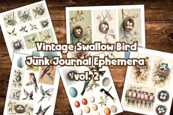 Download Vintage Swallow Junk Journal Ephemera - Premium Bundle
