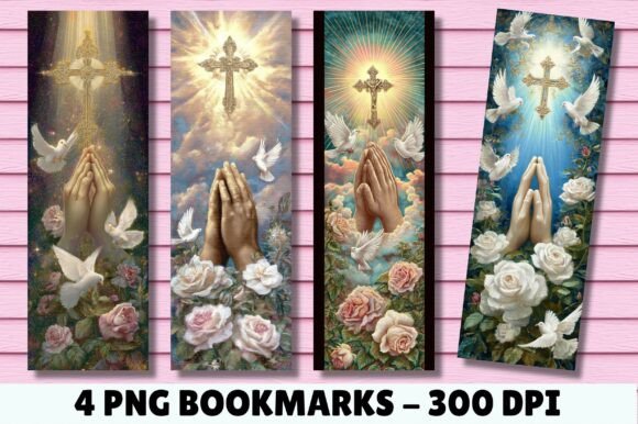 Download Spiritual Praying Hands Cross Bookmark - Spiritual Collection