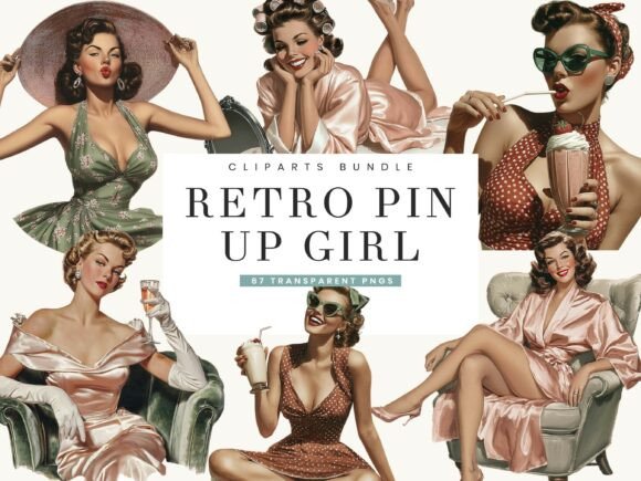 Download Retro Pin Up Girl Clipart Bundle - Girl Collection