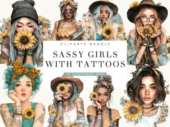 Download Tattoos Girls Clipart Bundle - Girl Collection